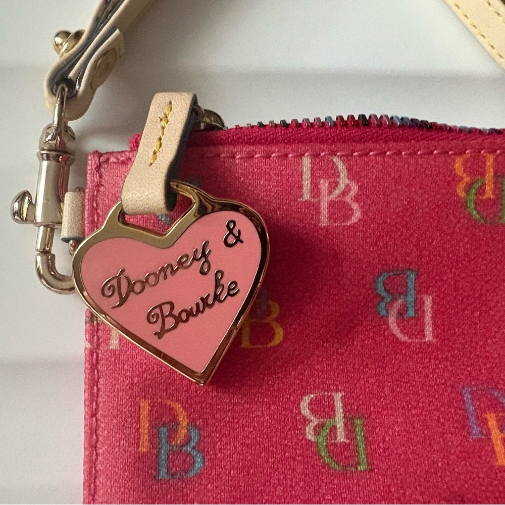 Dooney & Bourke | Multicolor Monogram Pink Wristlet with Rainbow Zip - Picture 2 of 4